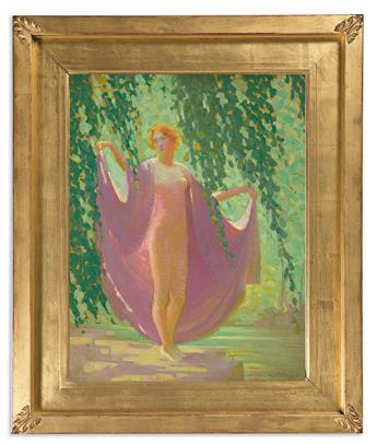 HENRY JAMES ALBRIGHT Draped Standing Nude at Waters Edge under a Willow Tree.